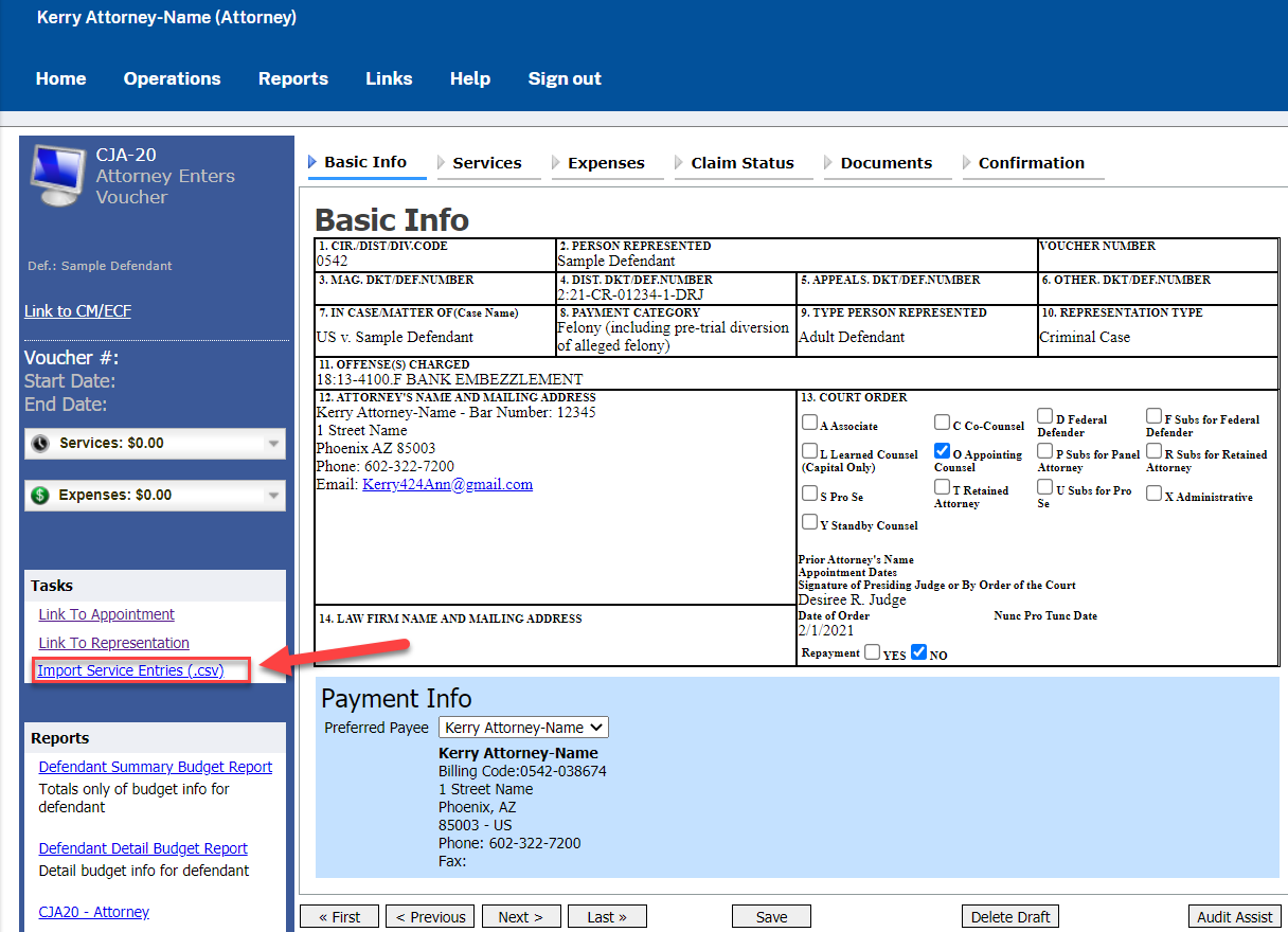 Import Service Entries