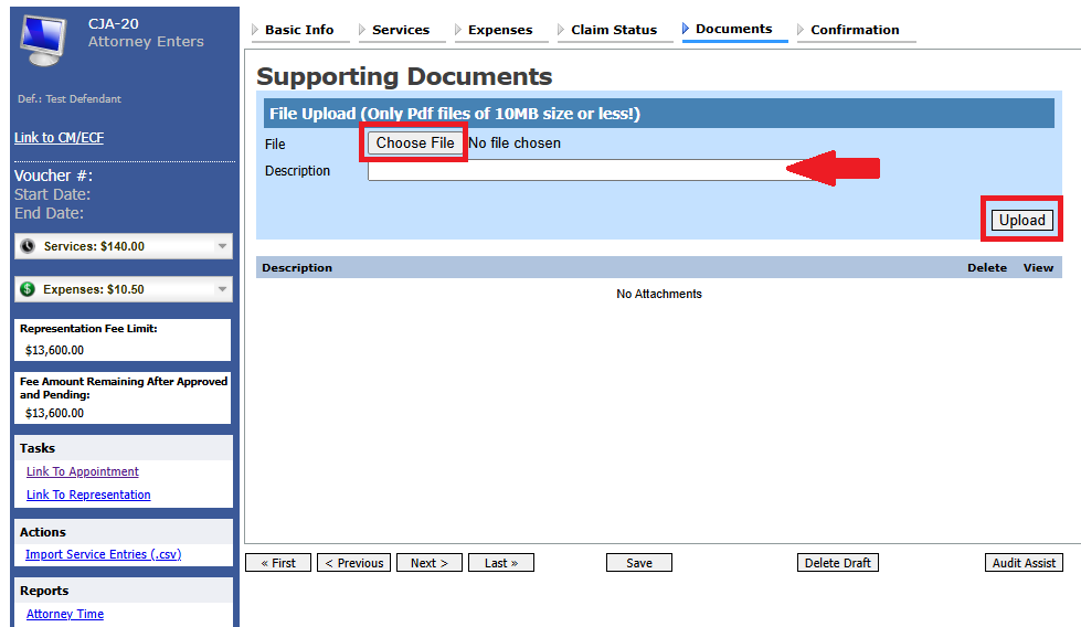 CJA 20 Documents tab