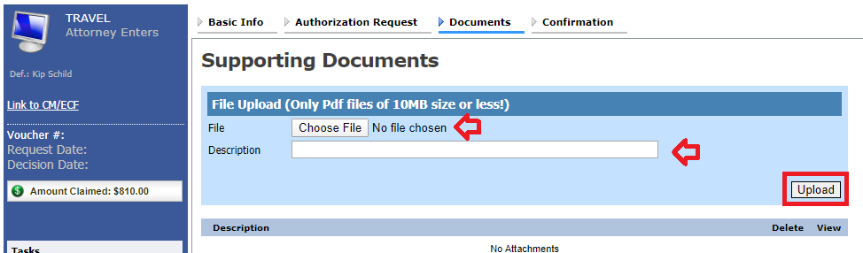 Travel Auth - Upload Document