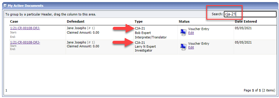 My Active Documents Search