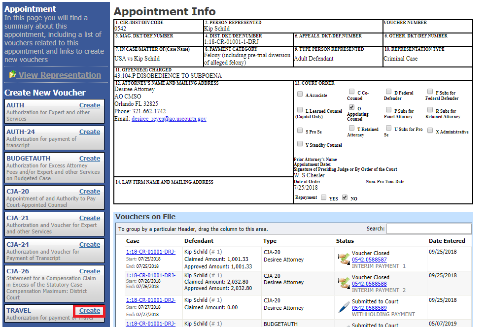 Travel Auth - Create